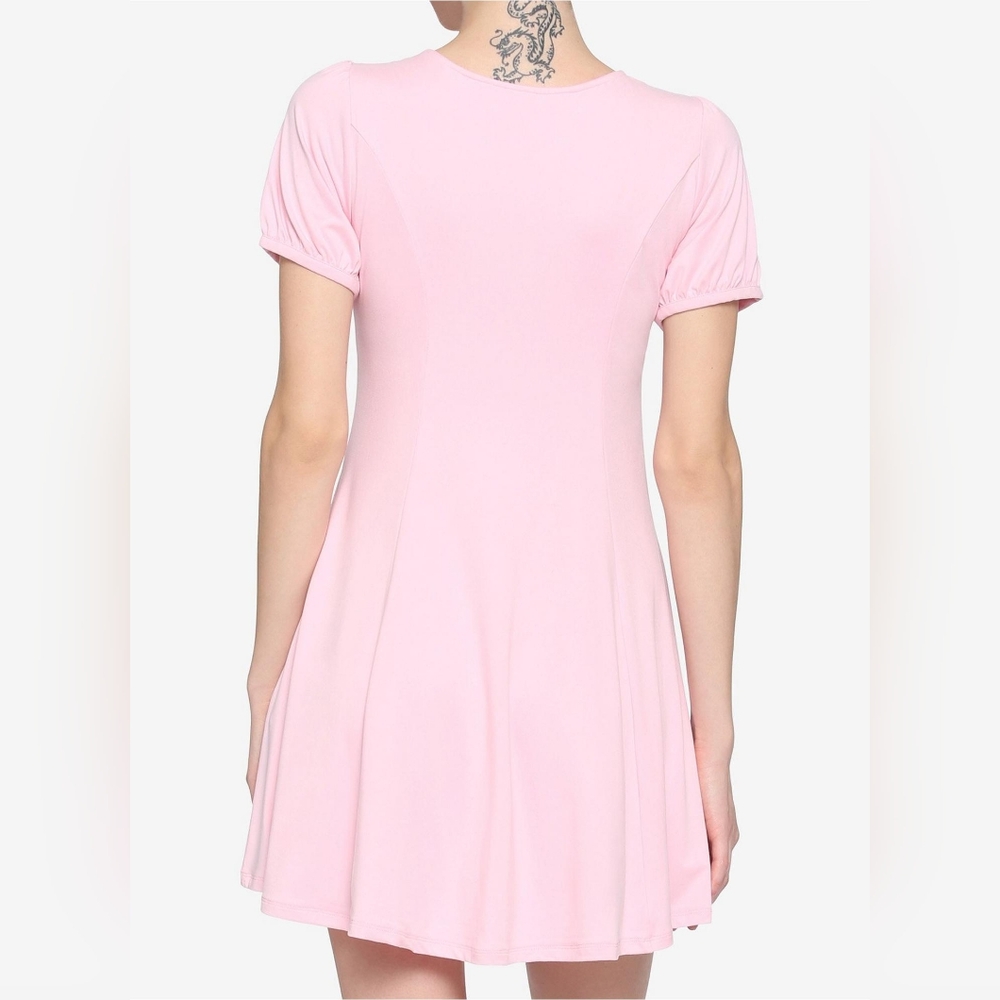 Pink Lace-Up Women Dress - Picture 3 of 6